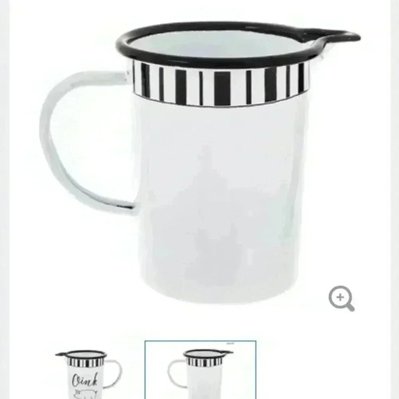 NEW "OINK" 🐷 Enamel Pitcher - White & Black Home Decor - Picture 2 of 3